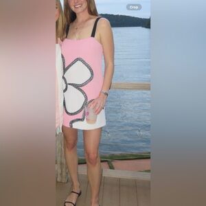 Cynthia Rowley Pink and Black Floral Mini Dress